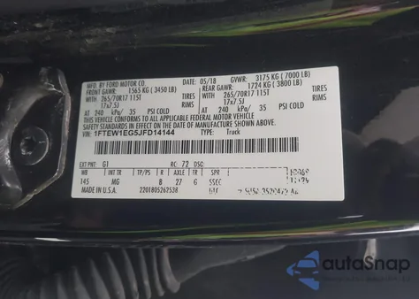 2018 Ford F-150 Xlt from USA, damaged, VIN 1FTEW1EG5JFD14144